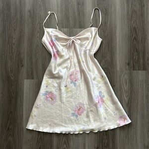 Satin Floral Slip Dress - Pale Pink